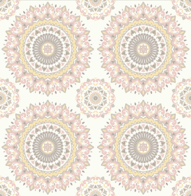 Gemma Light Pink Boho Medallion Wallpaper