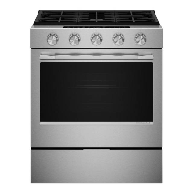 KitchenAid 5 Cu. Ft. Smart Slide-In Natural Gas Range in PrintShield Stainless Finish KSGS530SPS
