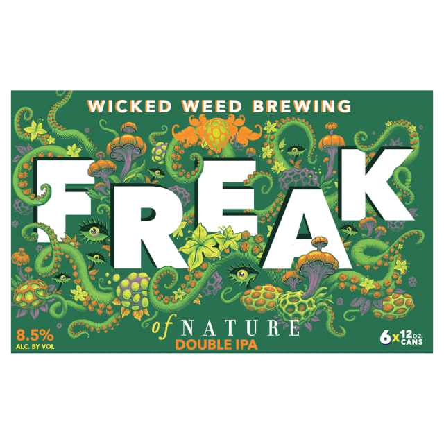 Wicked Weed Brewing Freak of Nature India Pale Ale Craft Beer, 6 Pack Beer, 12 FL OZ Cans, 8.5% ABV