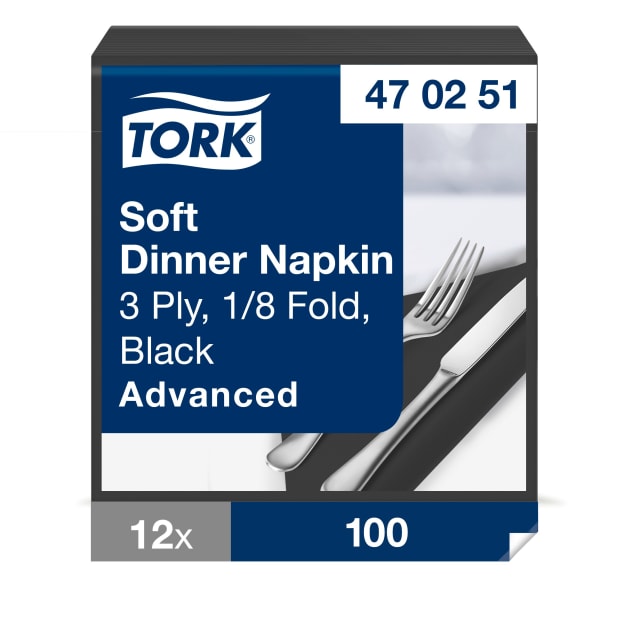 Tork Soft Dinnerservet zwart 1/8-vouw