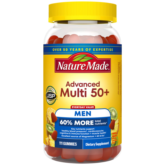 Nature Made Advanced Multivitamin Gummies 50 + for Men with Magnesium Citrate, Vitamin D3, Zinc and all 8 B Vitamins, Multivitamin for Men, 111 Gummies, 37 Day Supply