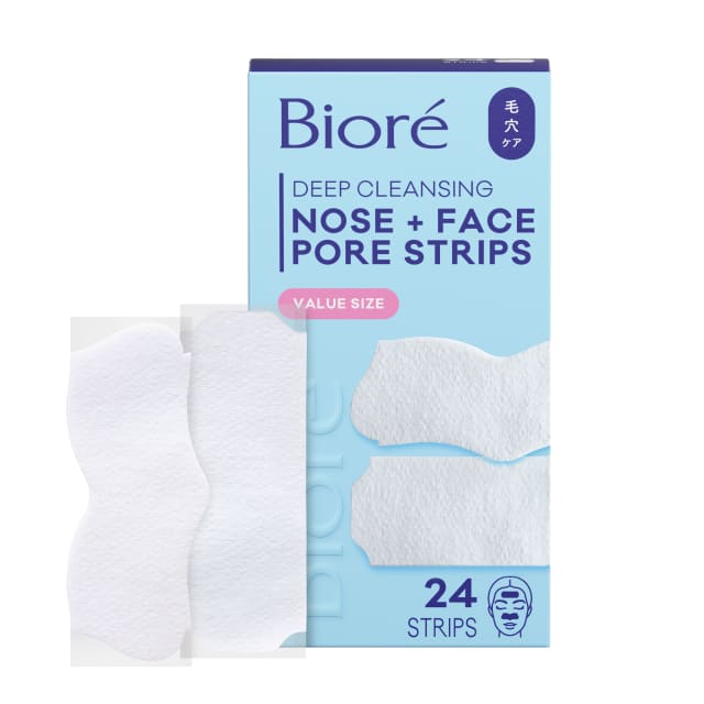 Biore Blackhead Remover Pore Strips, Deep Cleansing, Nose & Face, 24 ct