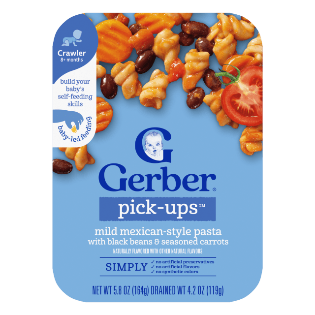 Gerber Stage 3 Baby Food, Mexican-Style Pasta, Pick-Ups, Baby Led Feeding