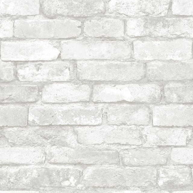 Brick Grey &amp; White Peel &amp; Stick Wallpaper