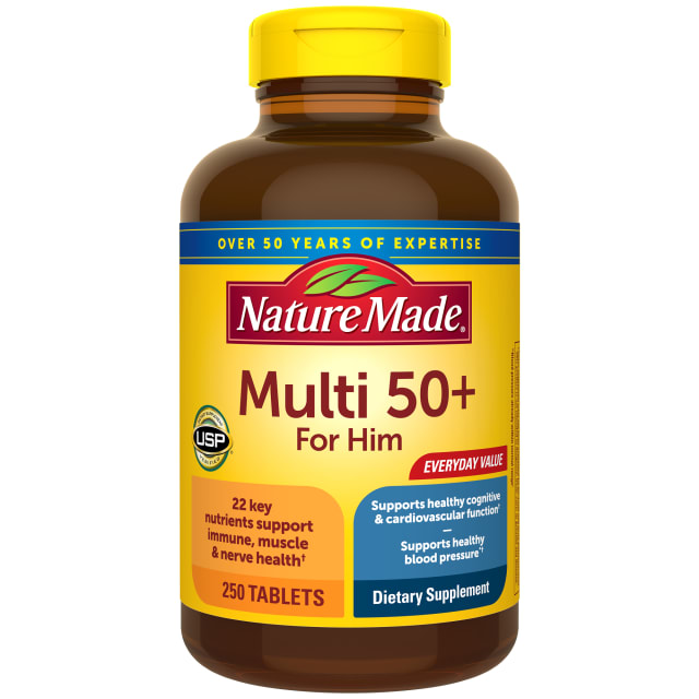 Nature Made Multivitamin For Him 50+, Mens Multivitamins for Daily Nutritional Support, Multivitamin for Men, 250 Tablets, 250 Day Supply