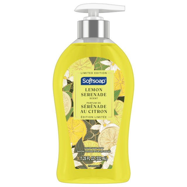 Savon liquide pour les mains Softsoap en édition limitée, savon de saison pour les mains, sans parabènes, pH équilibré, parfum Sérénade au citron, flacon-pompe de 332 ml