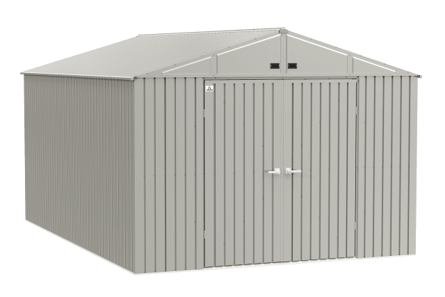 Arrow Elite Steel Storage Shed, 10x14, Cool Grey