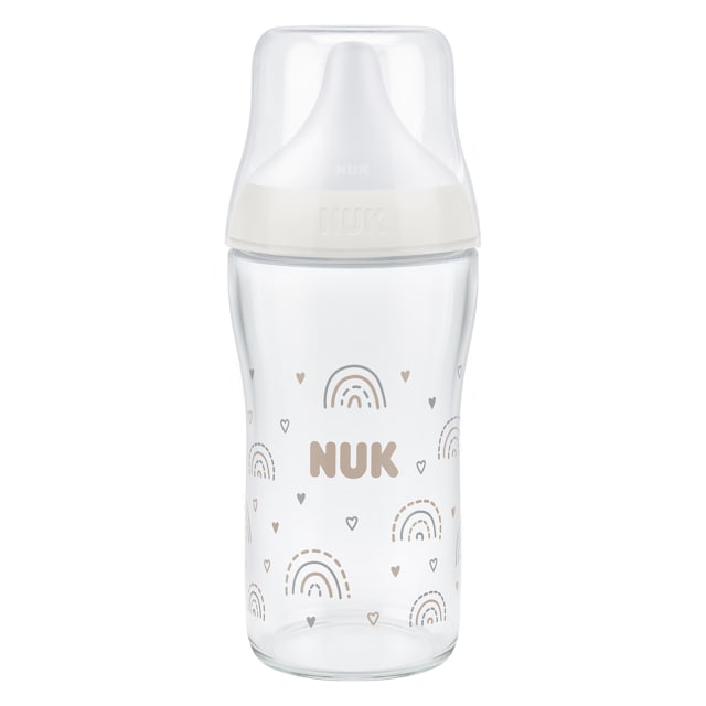 NUK PM BTL GLASS 230ML/7.7Z M CA RAINBOW