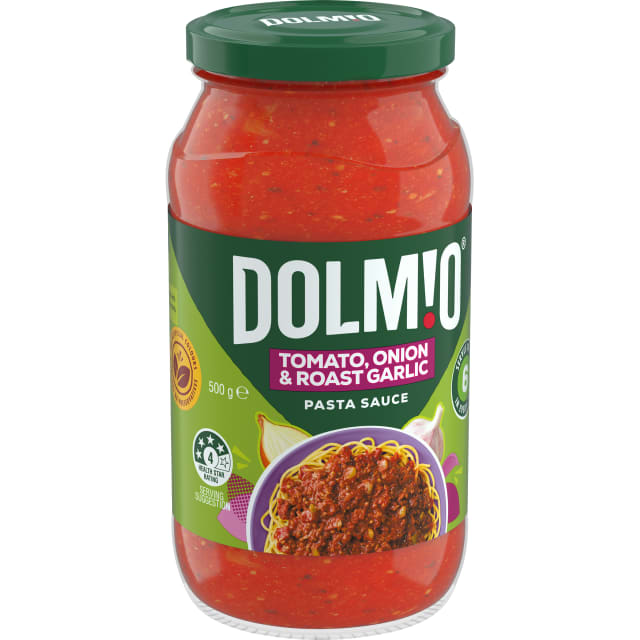 DOLMIO EXTRA Pasta Sauce Tomato, Onion & Roast Garlic 500g Jar