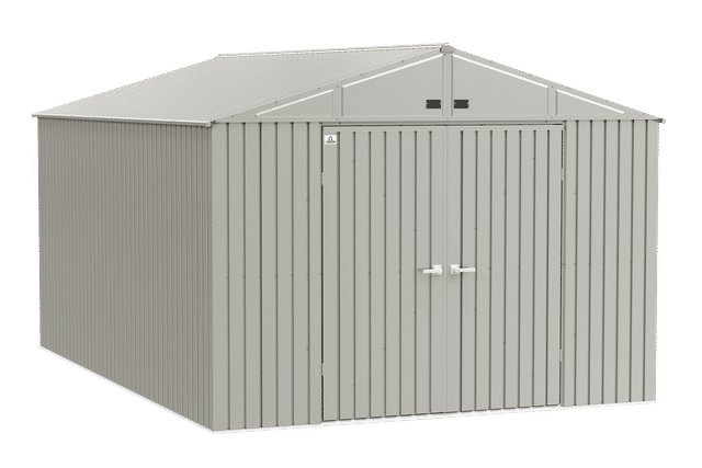 Elite Steel Storage Shed, 10X14, Cool Grey