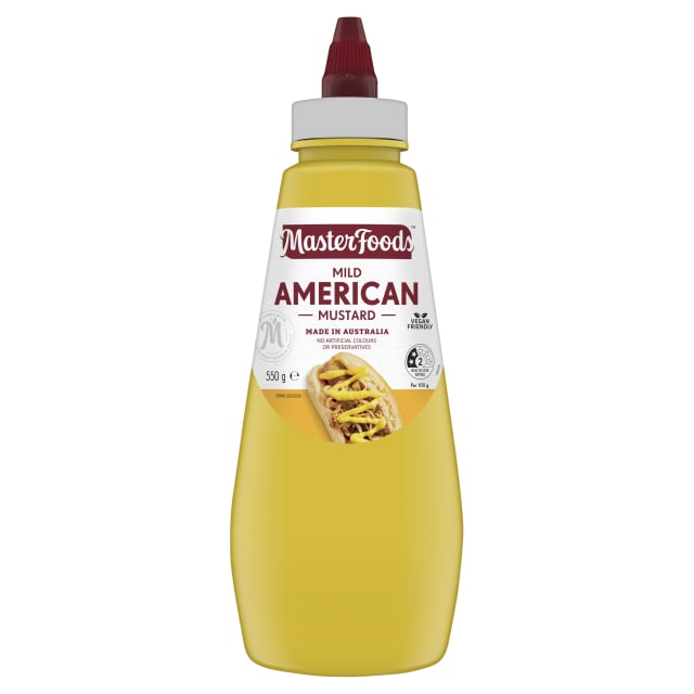 MASTERFOODS Mustard Mild American 550g Squeezy Bottle