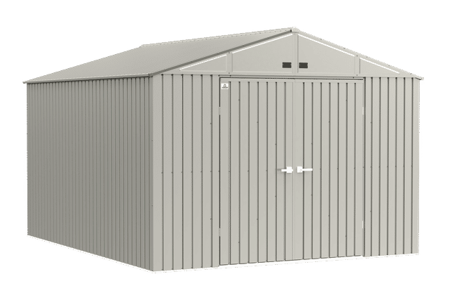 Elite Steel Storage Shed, 10X12, Cool Grey