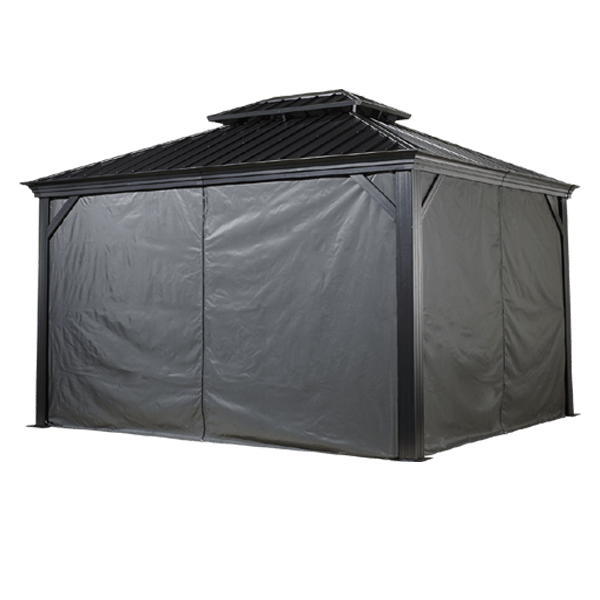 Sojag Grey Curtains for Monaco/Messina/Mykonos/Moreno Gazebo, 10 ft. x 12 ft., Spun Outdoor Shades