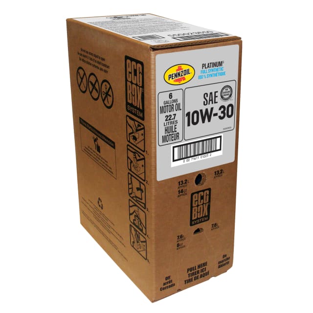 Pennzoil Platinum Full Synthetic 10W-30 Motor Oil, 24 Quart Ecobox