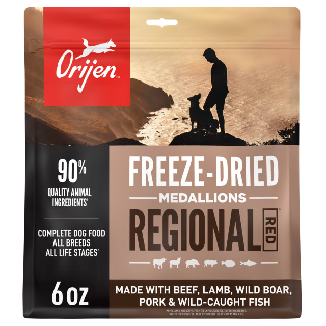 ORIJEN Grain Free High Protein Freeze Dried Dog Food & Topper Regional Red Recipe