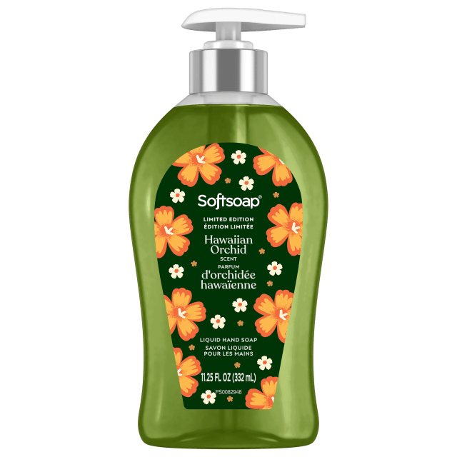 Savon liquide pour les mains Softsoap en édition limitée, Savon pour les mains cuisine et salle de bains, Parfum orchidée hawaïenne, flacon à pompe de 332 ml