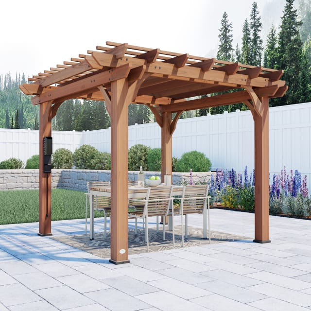 Beaumont Pergola-10x10-Medium Brown