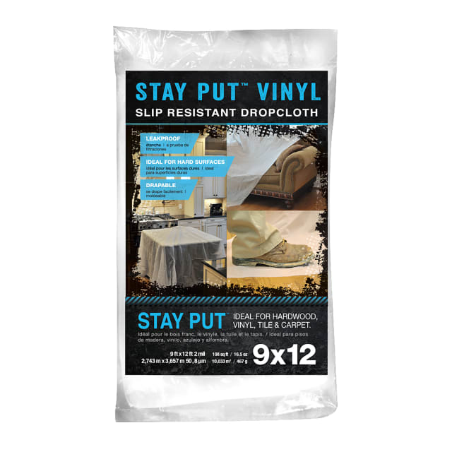 Stay Put® Vinyl Dropcloth, 9'x12'