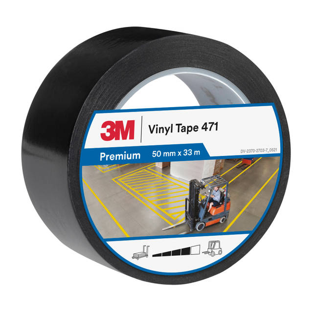 3M™ Weich-PVC-Klebeband 471, Schwarz, 50 mm x 33 m, 0.14 mm, einzelverpackt