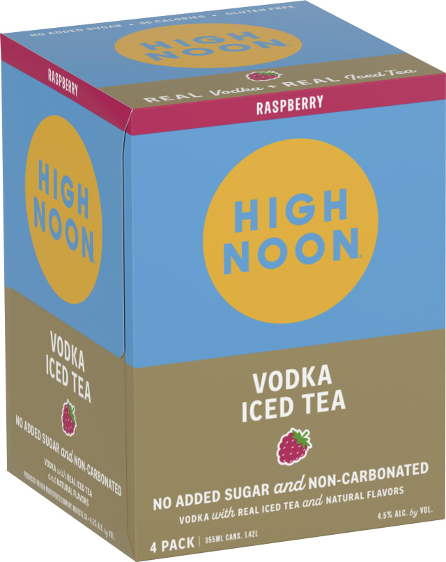 High Noon Vodka Hard Tea Raspberry 4 Pack 355ml Cans