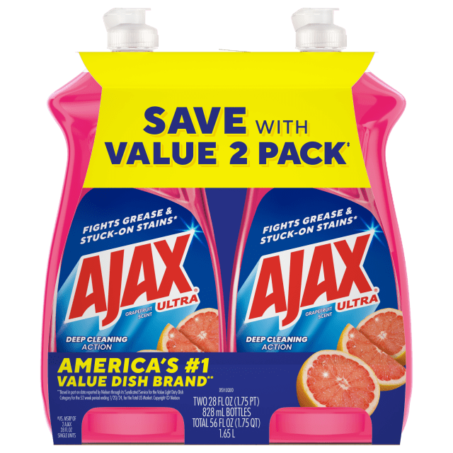 Ajax Ultra Bleach Alternative Liquid Dish Soap, Grapefruit Scent - 28 Fluid Ounce, 2PK