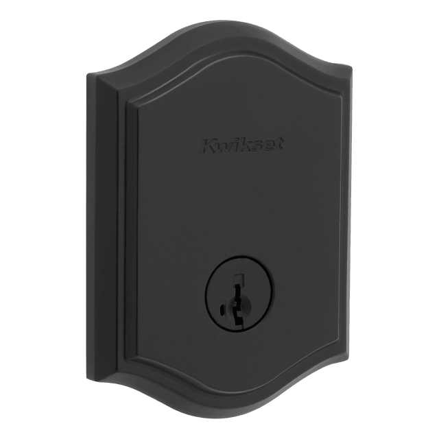 Capetown Single Cylinder Arched Door Deadbolt in Matte Black featuring SmartKey Security