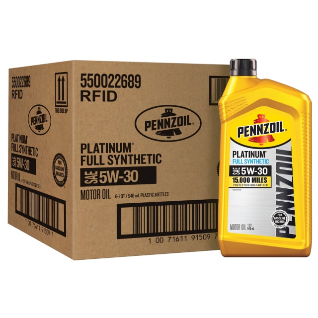 Pennzoil Platinum Full Synthetic 5W-30 Motor Oil, 1 Quart (6 Pack)