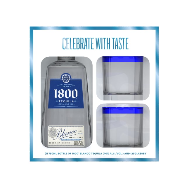 1800 Tequila Silver with 2 Glasses 6B 750ML