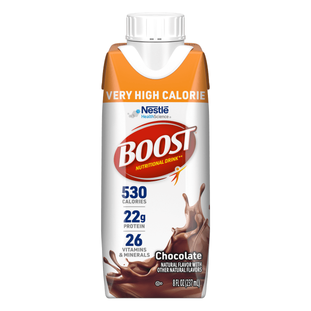 BOOST Very High Calorie Nutritional Drink - Helps Weight Gain & Maintenance - Chocolate - 8 fl oz (Pack of 24)