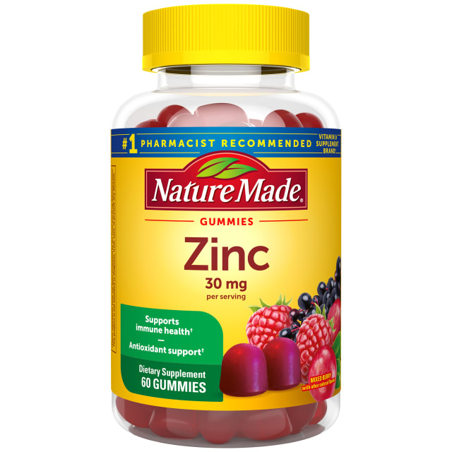 Nature Made Zinc Gummies 30 mg per Serving - Mixed Berry Flavor - 60ct