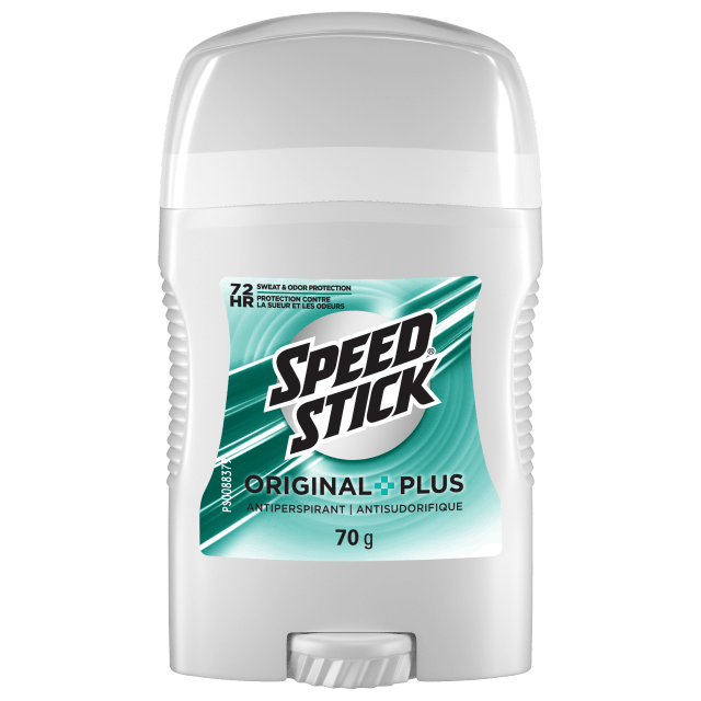 Déodorant antisudorifique Speed Stick pour hommes, protection de 72 heures contre les odeurs et la transpiration, Original Plus, bâton de 70 g
