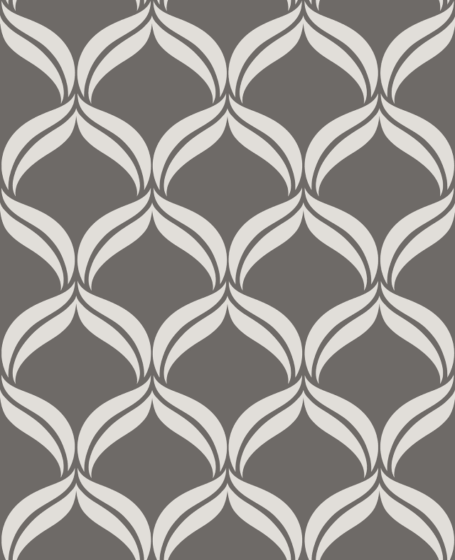 Petals Grey Ogee Wallpaper