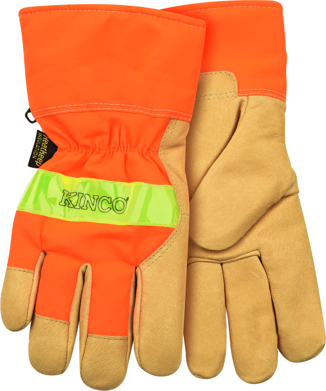 Lined Hi-Vis Orange Grain Pigskin Palm with Safety Cuff