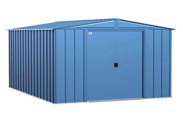 Classic Steel Storage Shed, 10X14, Blue Grey