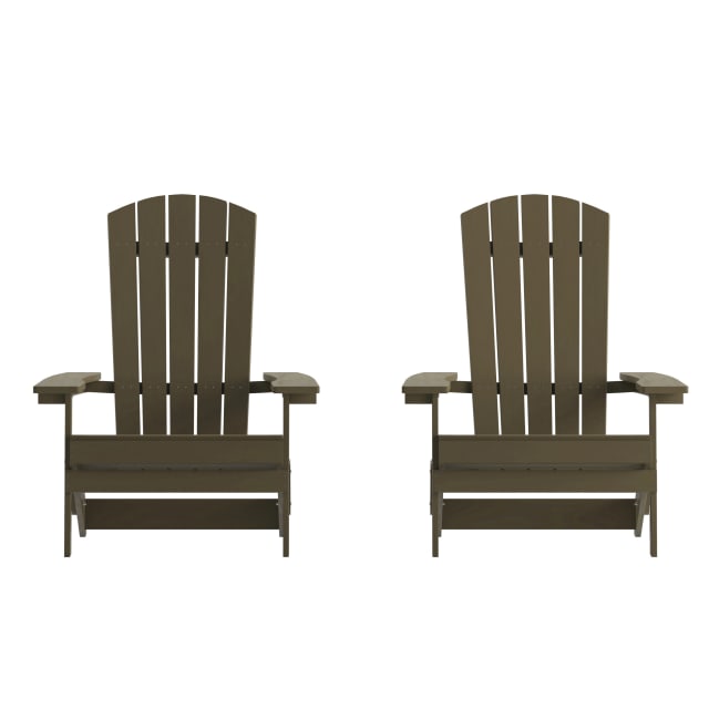 Charlestown Folding Adirondack Chair - Mahogany - Poly Resin - Indoor/Outdoor - Weather Resistant - Set of 2