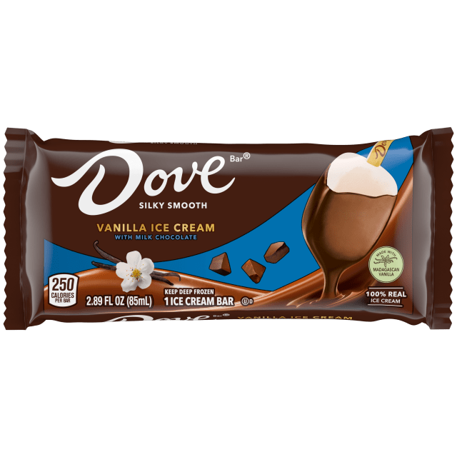 DOVE Vanilla Ice Cream Bar Coated With Milk Chocolate, 2.89 Oz