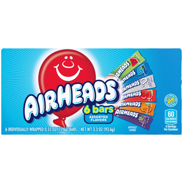 Airheads Bars Assorted Flavors 6 pc Theater Pack