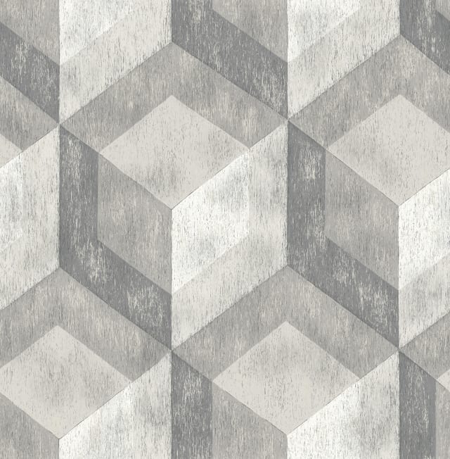 Ash Rustic Wood Tile Wallpaper