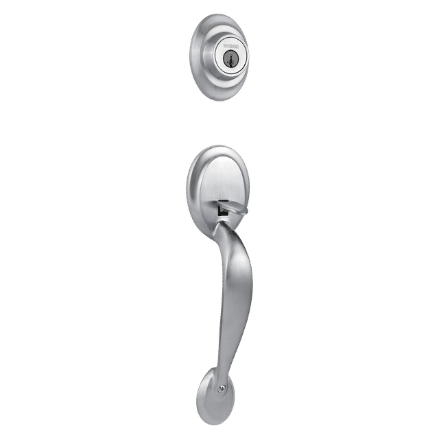 Kingsway Single Cylinder Exterior Only Handleset featuring SmartKey Security™ in Satin Chrome