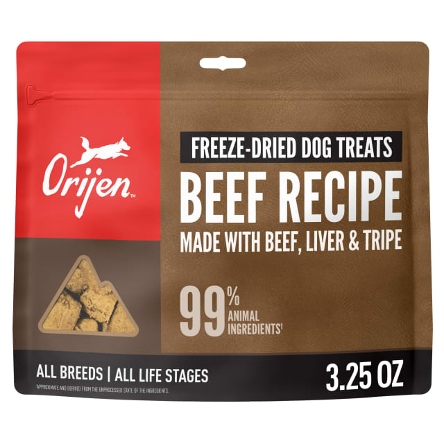 ORIJEN Grain Free High Protein Freeze Dried Dog Treats Ranch-Raised Beef Recipe