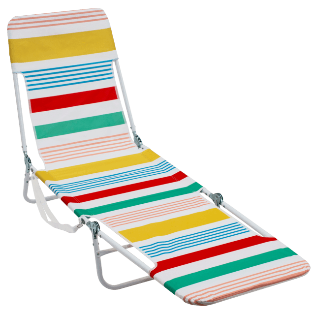 Rio Brands Portable Folding Weather-Resistant Beach Lounger Chair With Carrying Strap, Multicolor