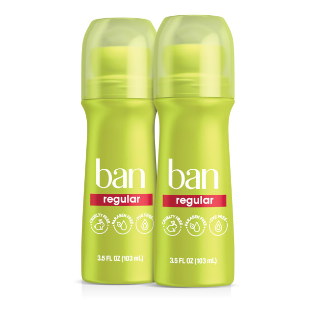 Ban Invisible Roll-On Antiperspirant Deodorant, Regular Scent, 3.5 oz, 2pk