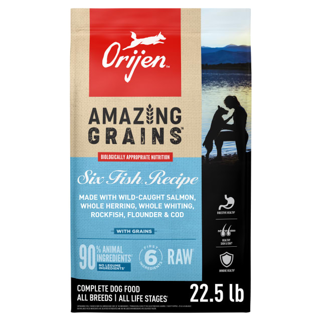 ORIJEN Amazing Grains High Protein Dry Dog Food Six Fish Recipe