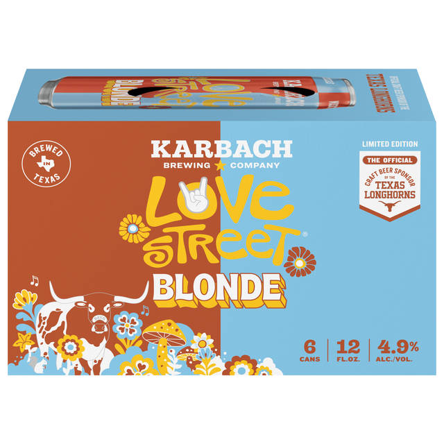 Karbach Love Street 6x12 oz Can Pack CARRIER - UT Austin Promo