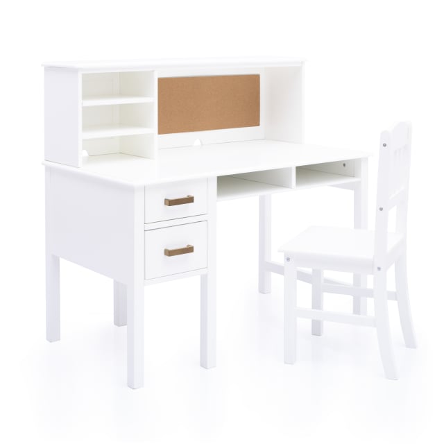 Taiga Desk and Hutch - White