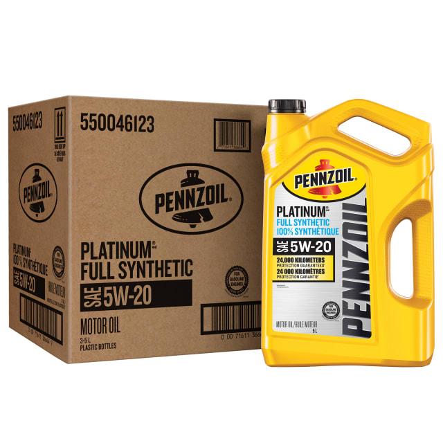 Huile moteur Pennzoil Platinum 100 % synthétique 5W-20, 5 litres (caisse de 3)