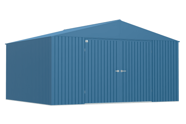 Arrow Elite Steel Storage Shed, 14x12, Blue Grey