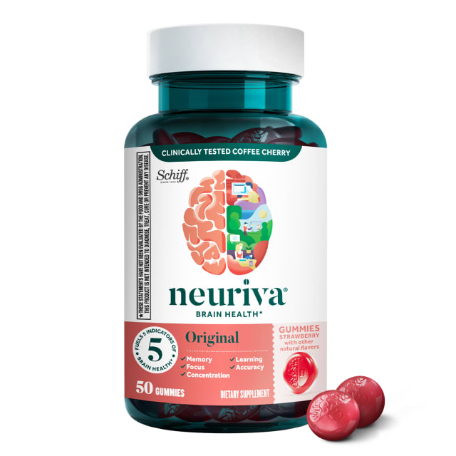 Neuriva Original Gehirngesundheit Strawberry Gummies (50 Stück), Gehirnunterstützung mit Phosphatidylserin & koffeinfrei, klinisch getesteter Kaffeekirschextrakt