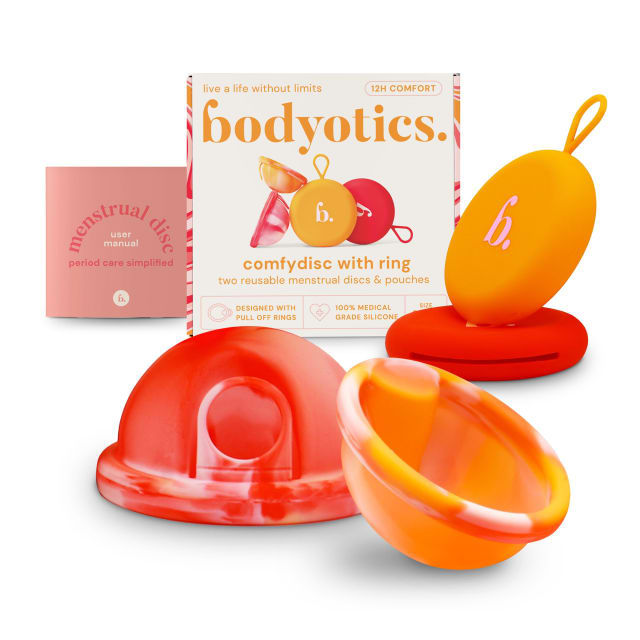 Bodyotics Reusable Menstrual Discs With Pull-Off Ring S &amp; L - comfydisc Orange &amp; Red (2pcs) 