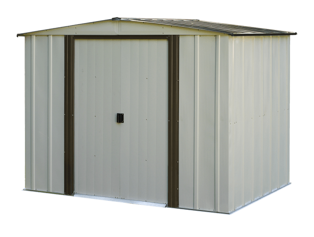 Newport 8 ft. x 6 ft. 2-Tone Eggshell and Coffee Galvanized Metal Shed with Galvanized Steel